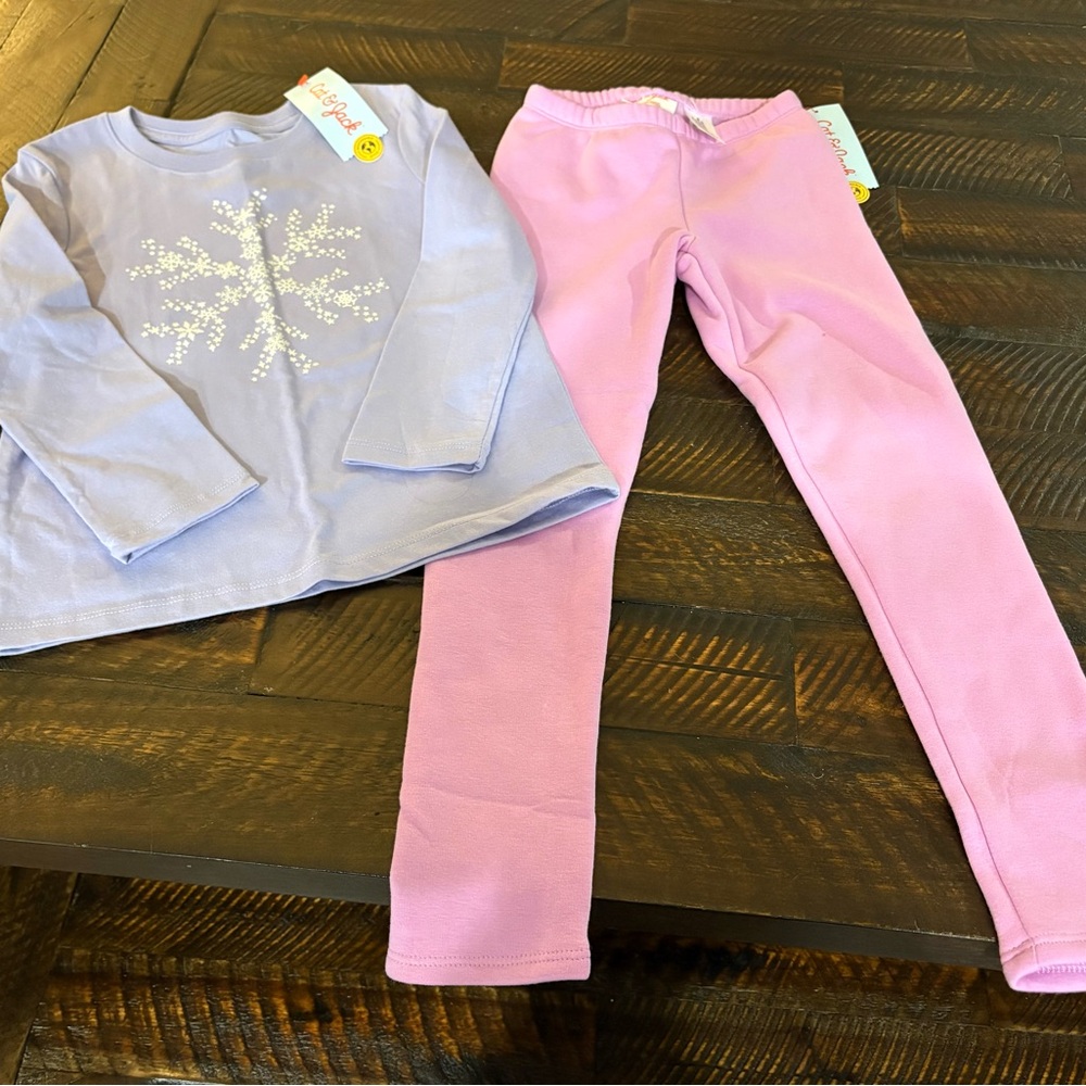 Cat & Jack Lavender Long Sleeve Top with Purple Leggings